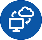 blue icon with computer